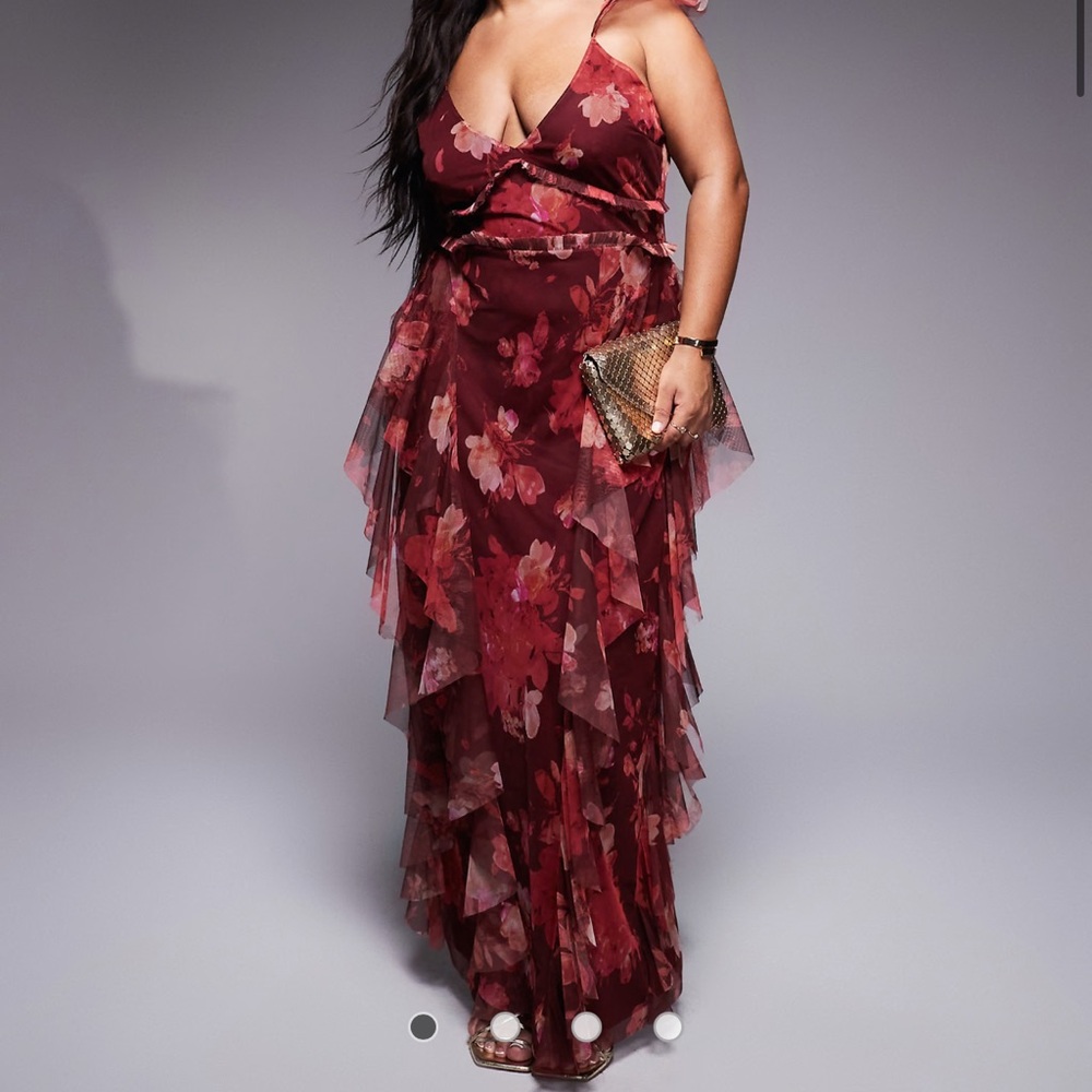 Floral Burgundy Evening Gown